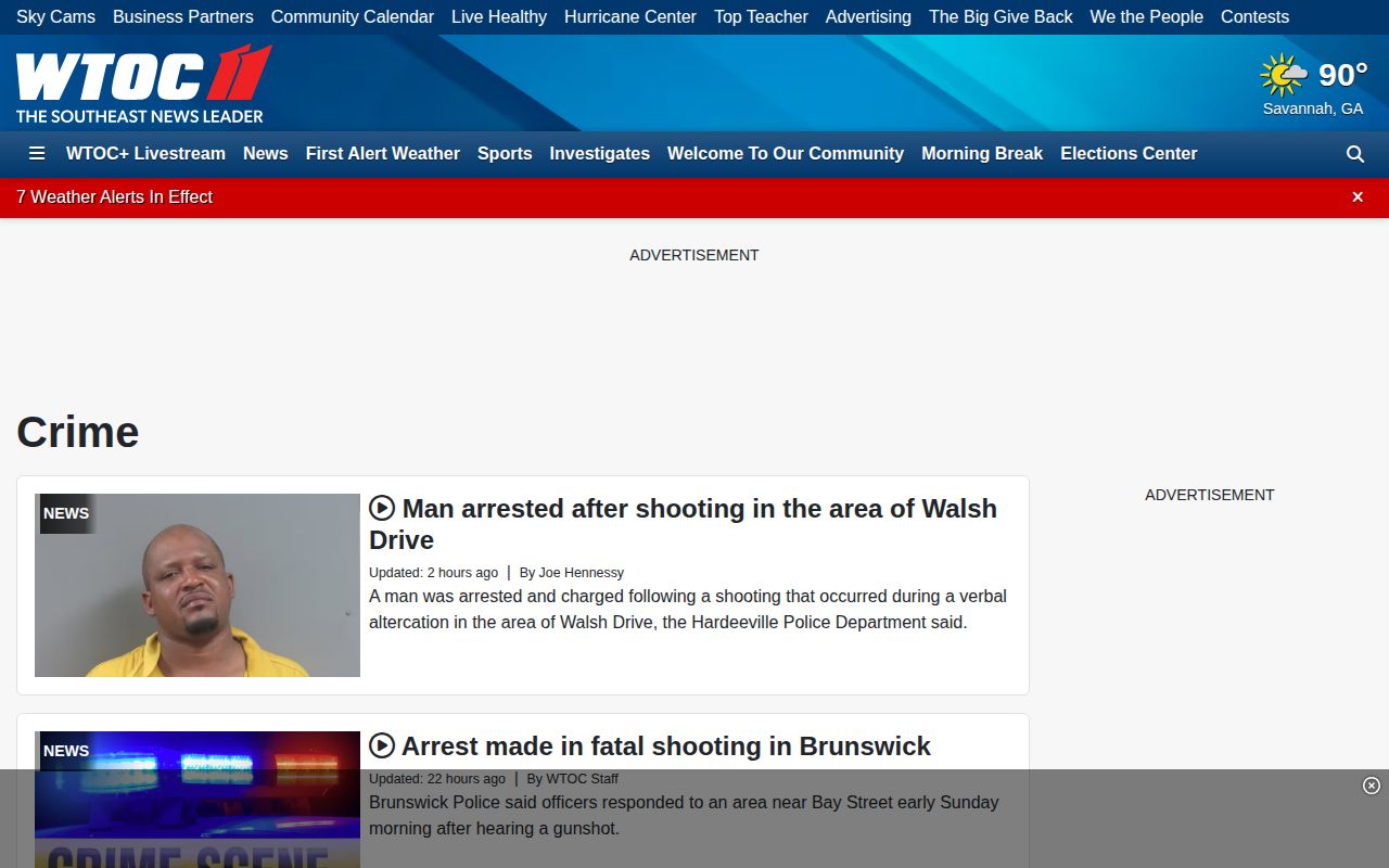 WTOC Chatham County crime news landing page