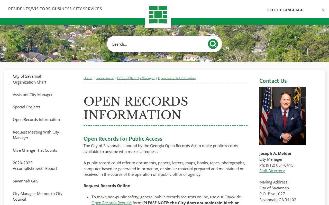 Savannah Police official open-records information interface
